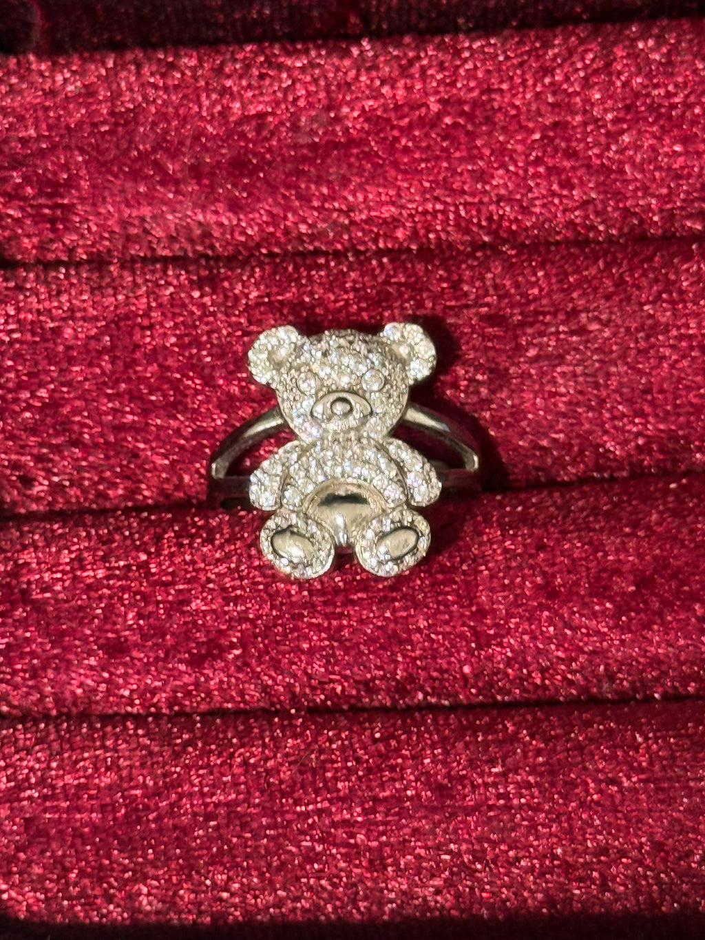 925 Sterling Silver Sparkling Teddy Bear Ring – Size 8