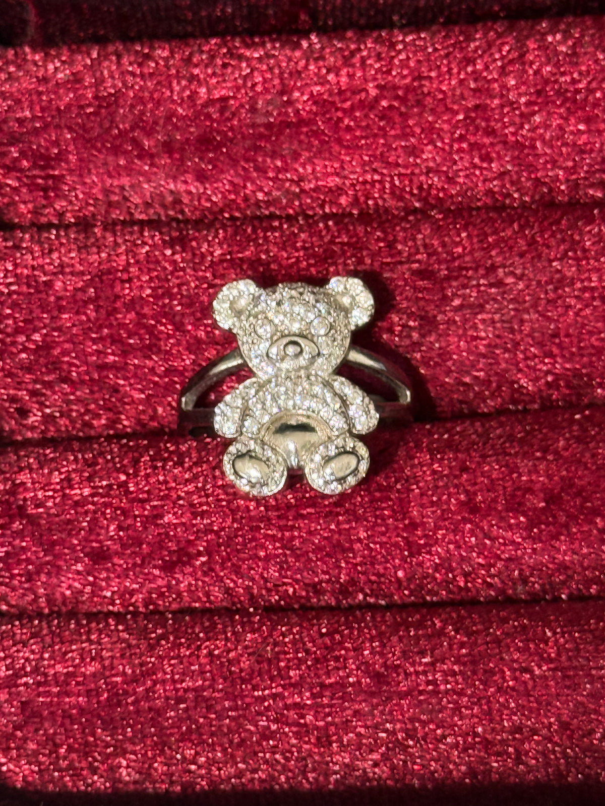 925 Sterling Silver Sparkling Teddy Bear Ring – Size 8