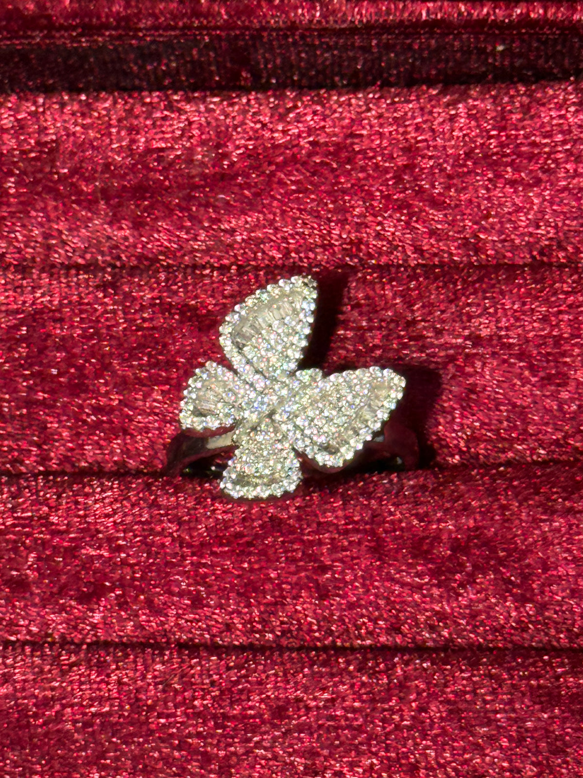 925 Sterling Silver CZ Butterfly Statement Ring – Adjustable