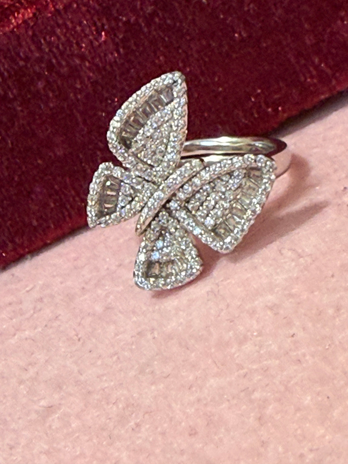 925 Sterling Silver CZ Butterfly Statement Ring – Adjustable