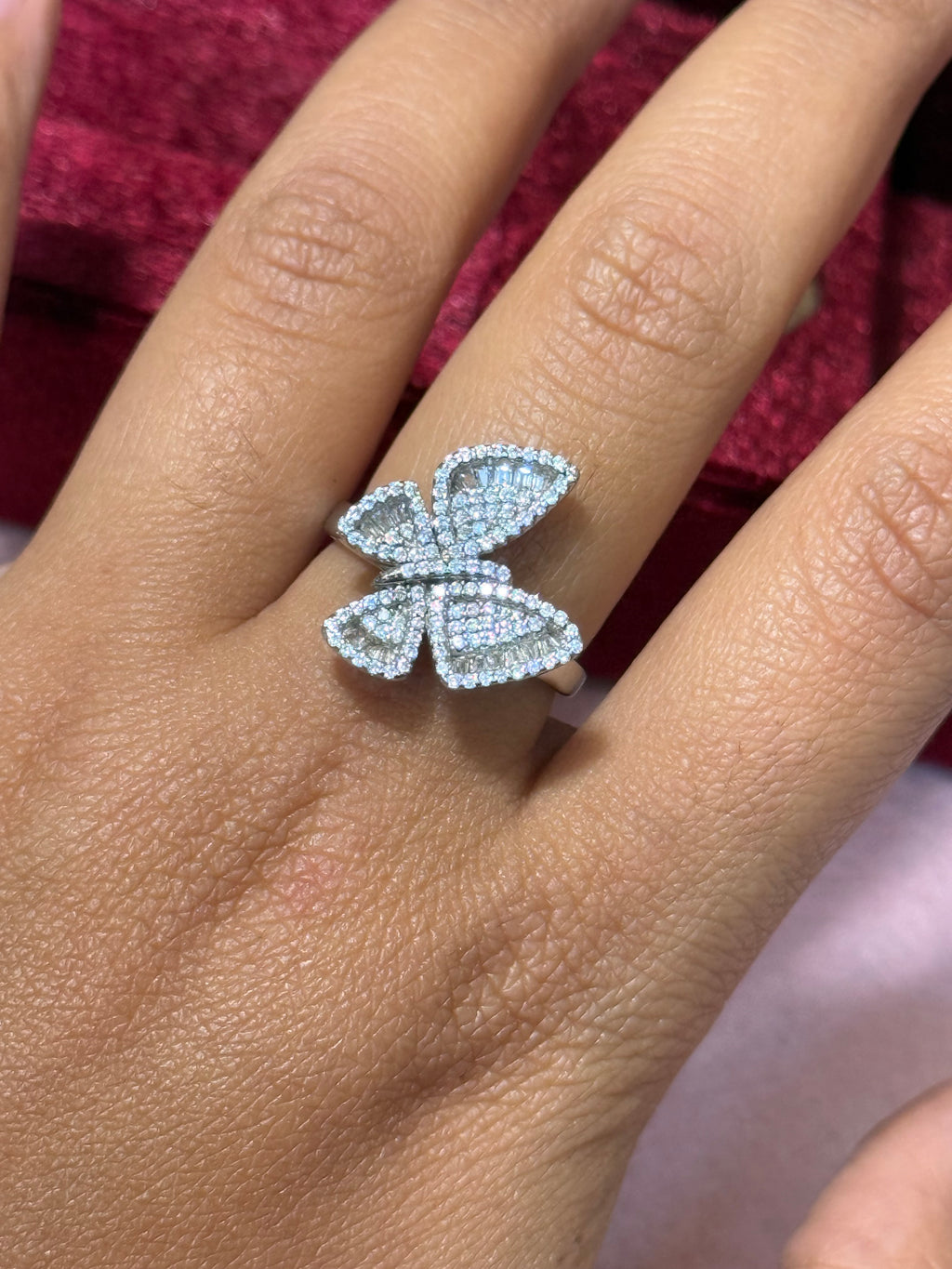 925 Sterling Silver CZ Butterfly Statement Ring – Adjustable