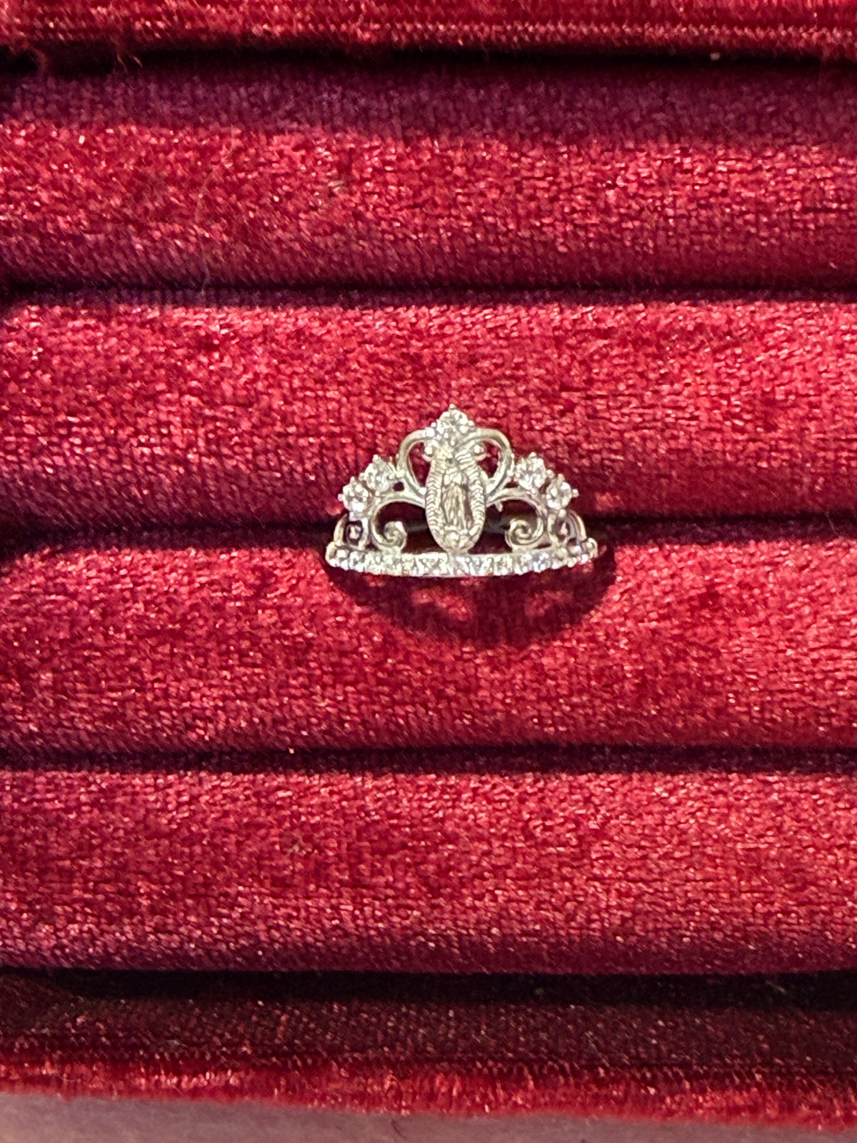 925 Sterling Silver Virgin Mary Tiara Ring – Size 8