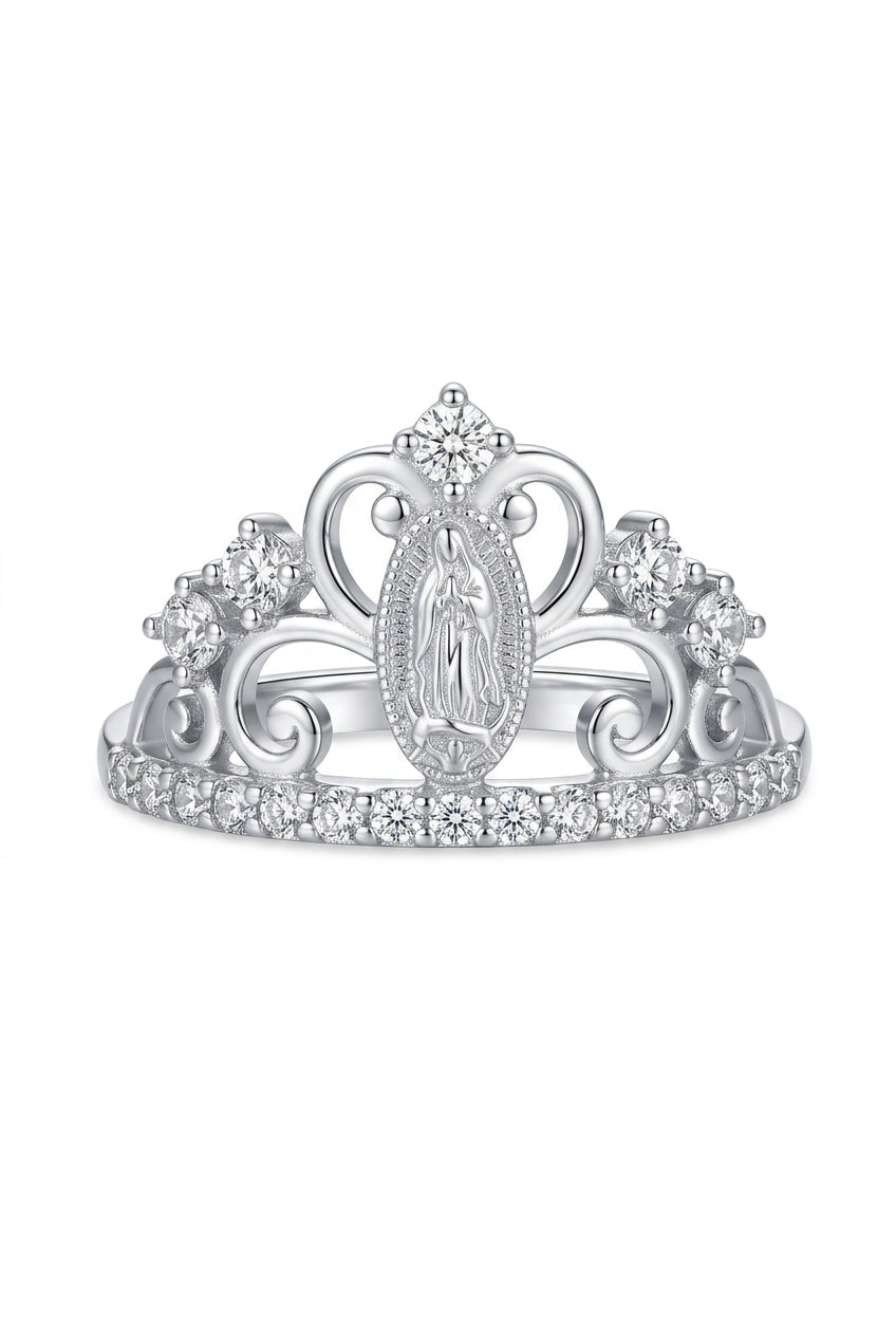 925 Sterling Silver Virgin Mary Tiara Ring – Size 8