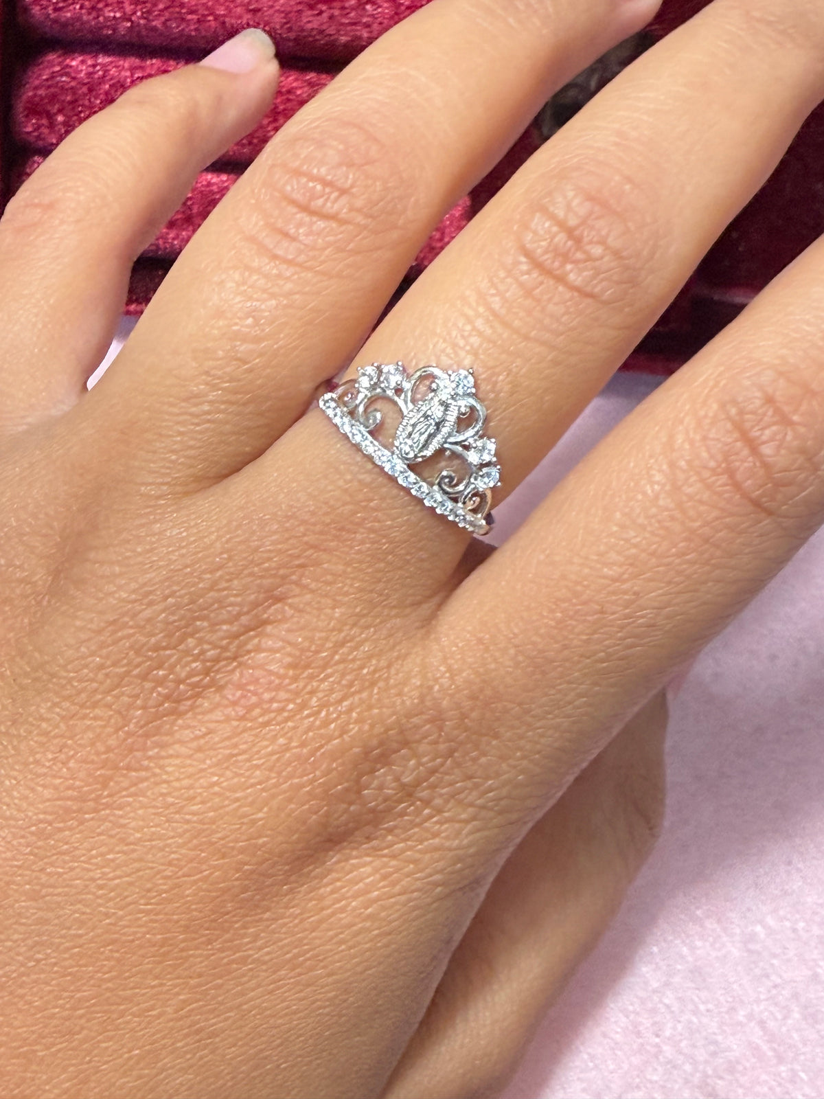 925 Sterling Silver Virgin Mary Tiara Ring – Size 8