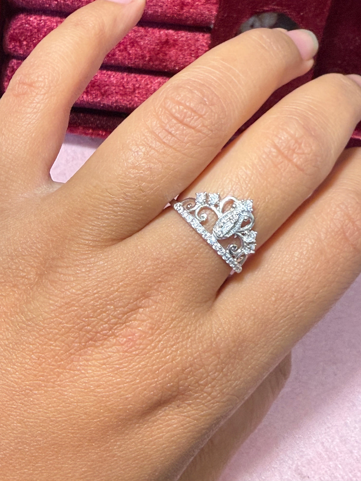925 Sterling Silver Virgin Mary Tiara Ring – Size 8