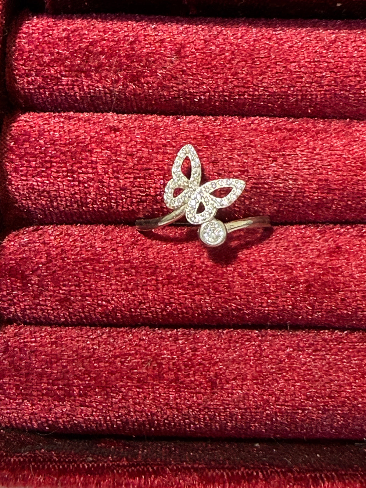 925 Sterling Silver Sparkling Butterfly Ring – Size 8.5