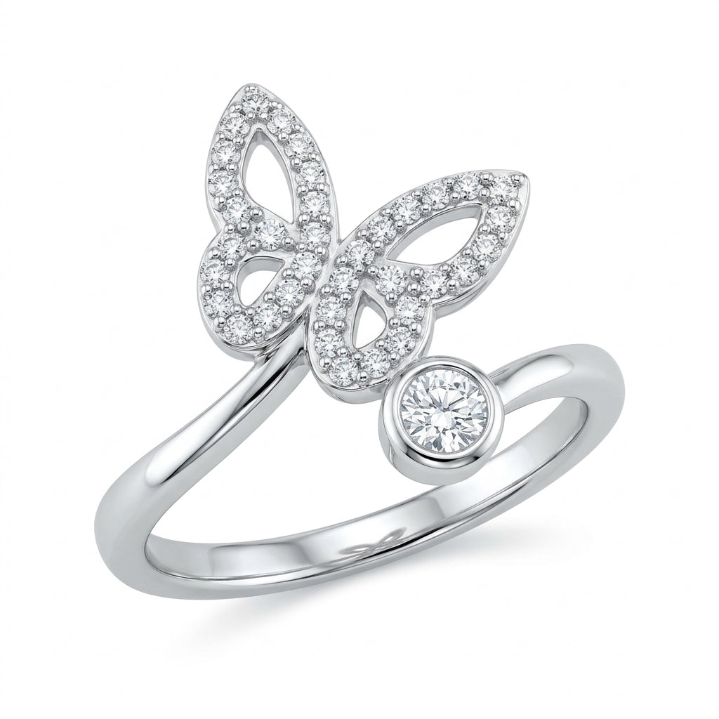 925 Sterling Silver Sparkling Butterfly Ring – Size 8.5