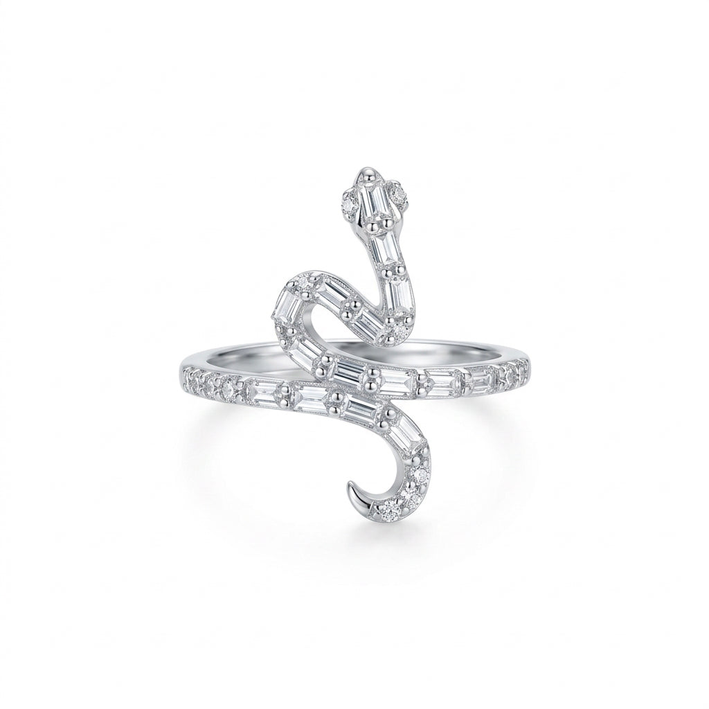 925 Sterling Silver Sparkling Snake Wrap Ring – Size 7