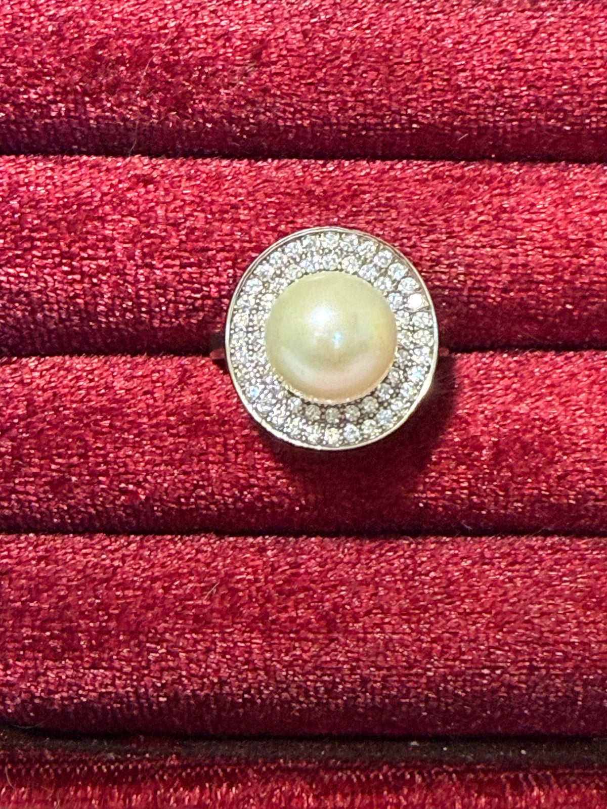925 Sterling Silver Natural Pearl Statement Ring – Size 8