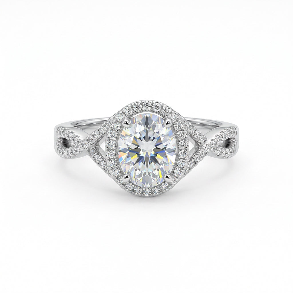 925 Sterling Silver Oval Halo Infinity Ring – Size 8