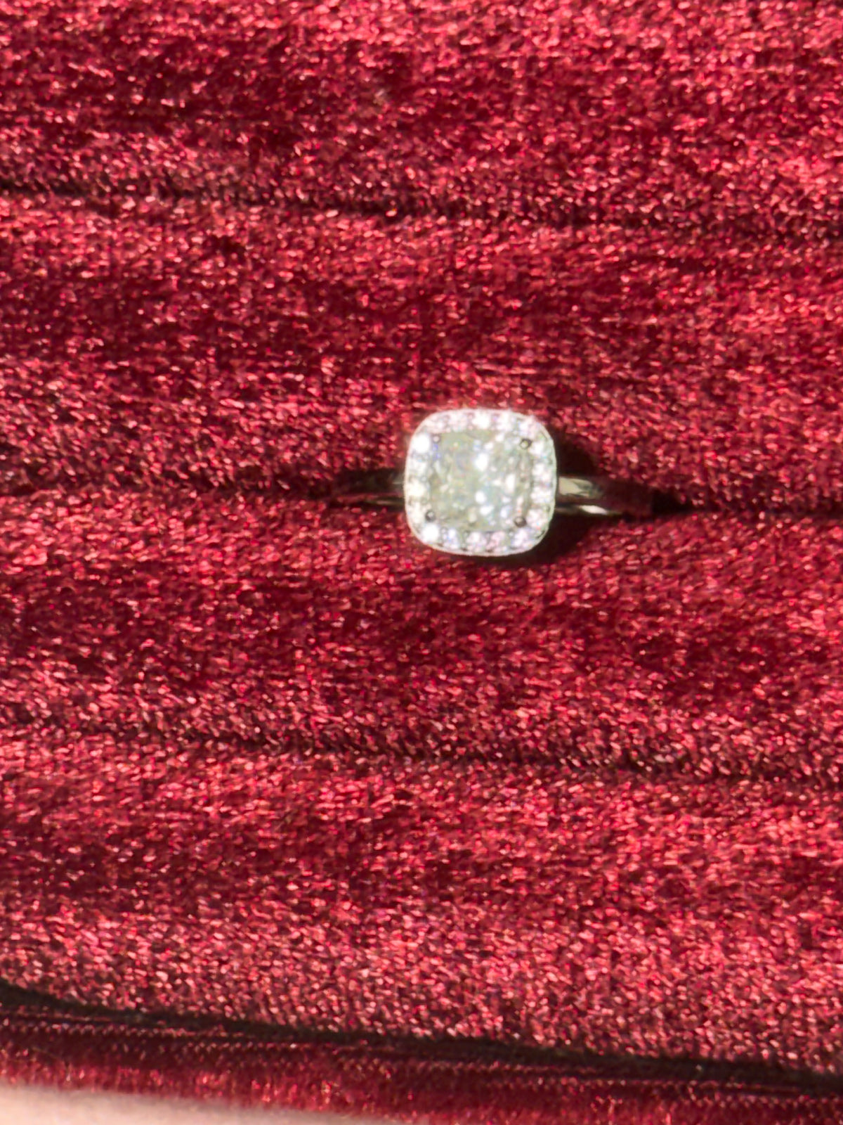 925 Sterling Silver Cushion-Cut Halo CZ Ring – Size 6