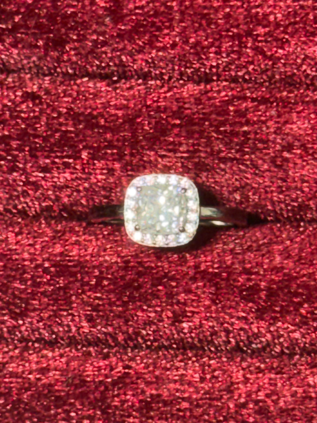 925 Sterling Silver Cushion-Cut Halo CZ Ring – Size 6