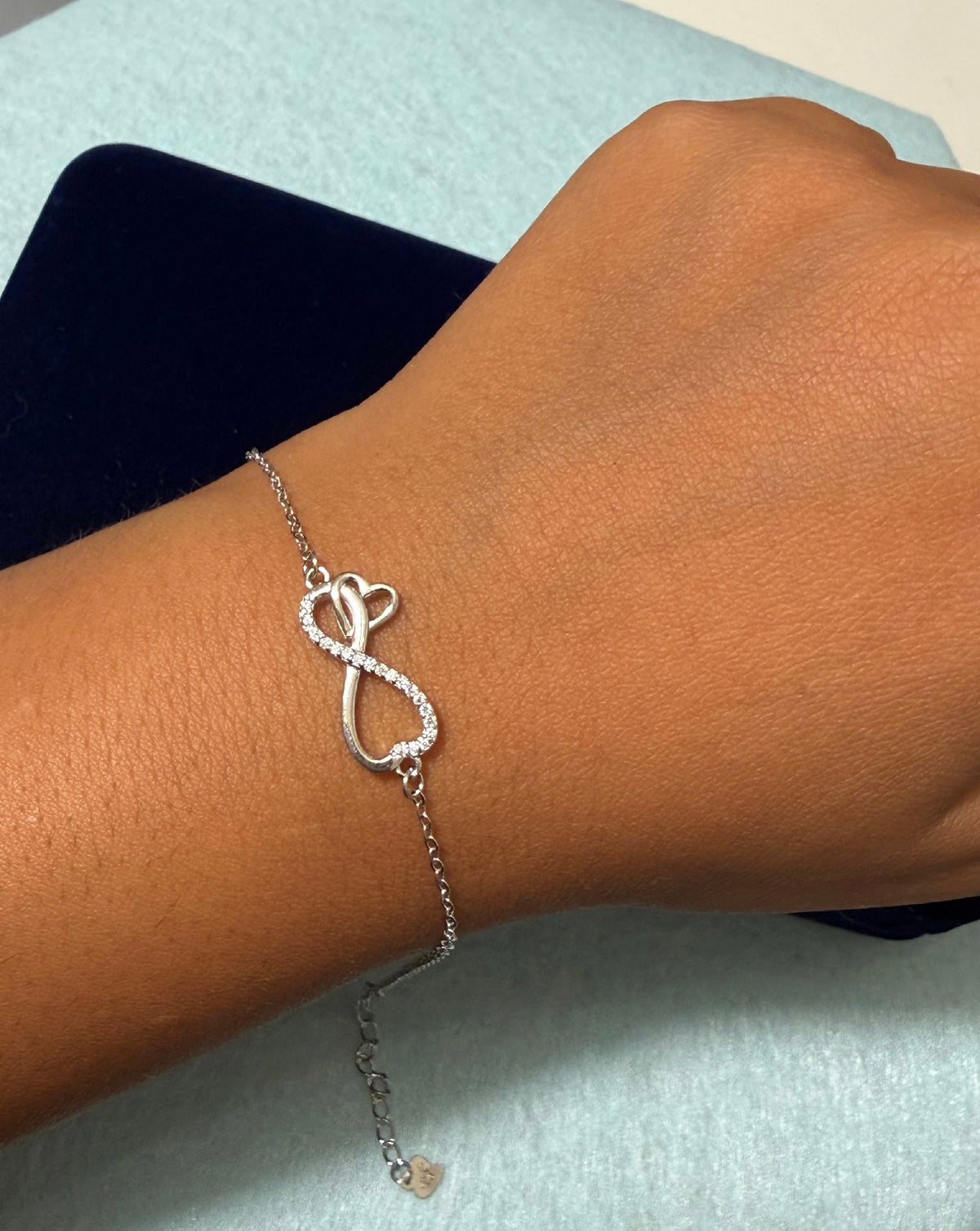 925 Sterling Silver Infinity Heart Bracelet – 8" Adjustable