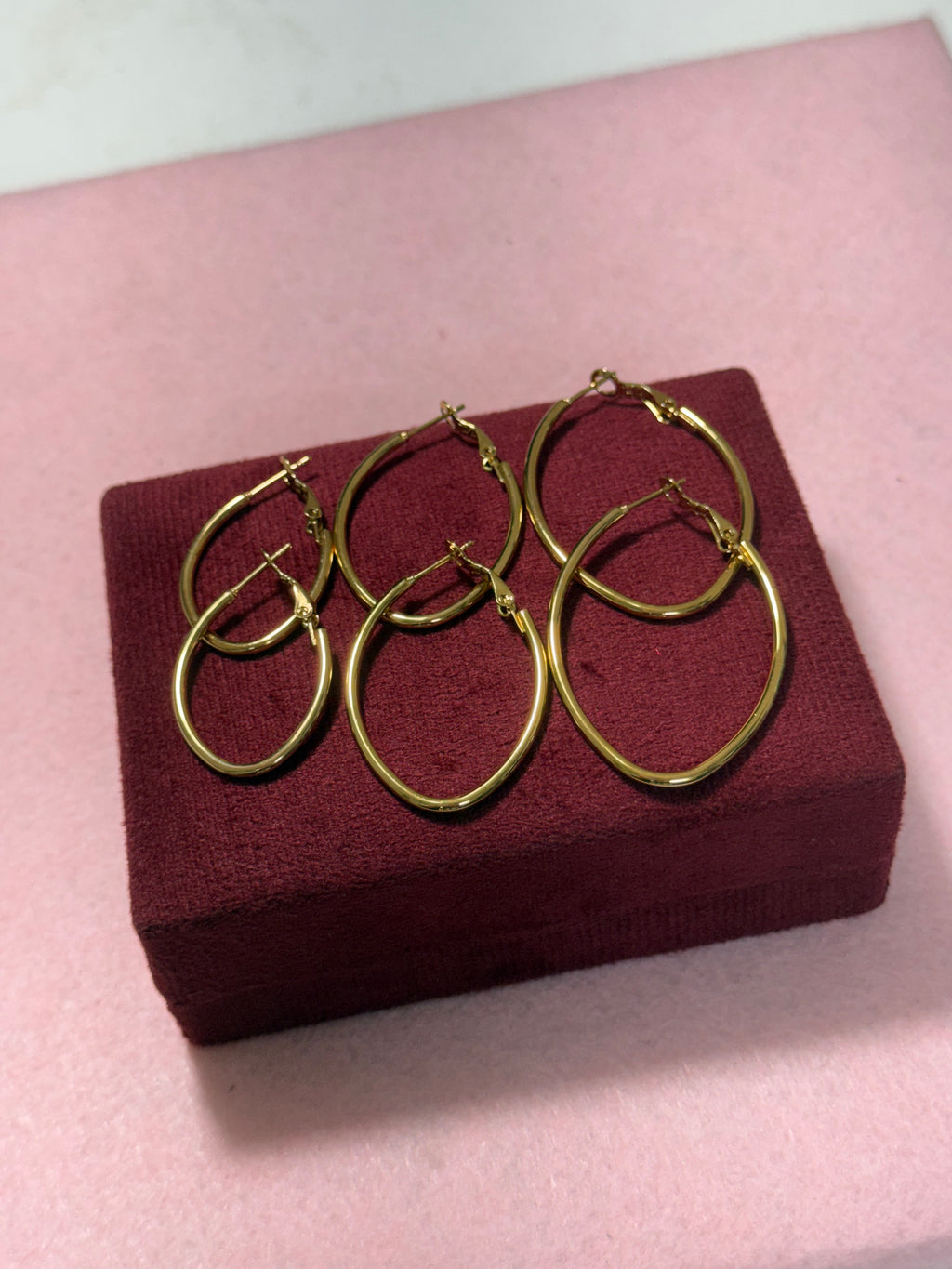 Stainless Steel Gold Classic Hoop Earrings – 3 Sizes