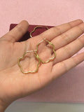 Stainless Steel Gold Flower-Shaped Hoop Earrings – 3 Sizes