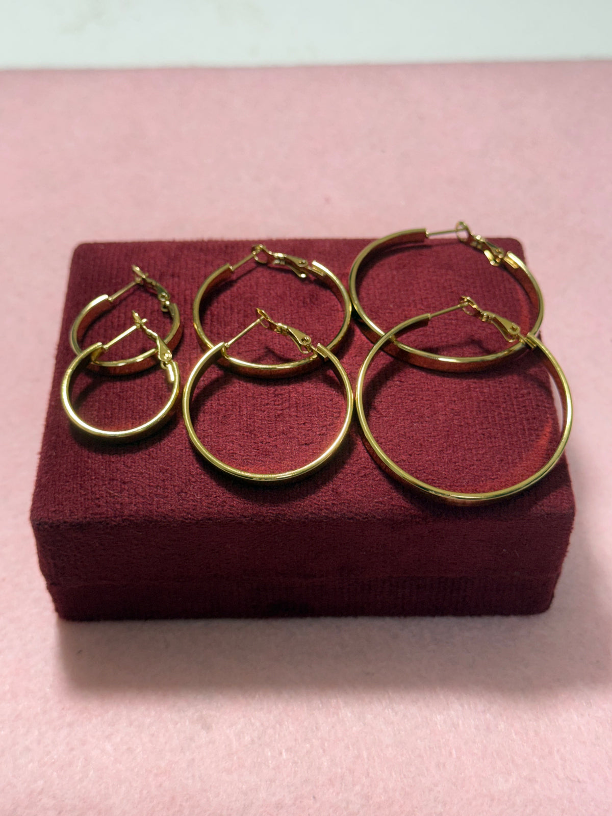 Stainless Steel Gold Flat Hoop Earrings – 3 Sizes