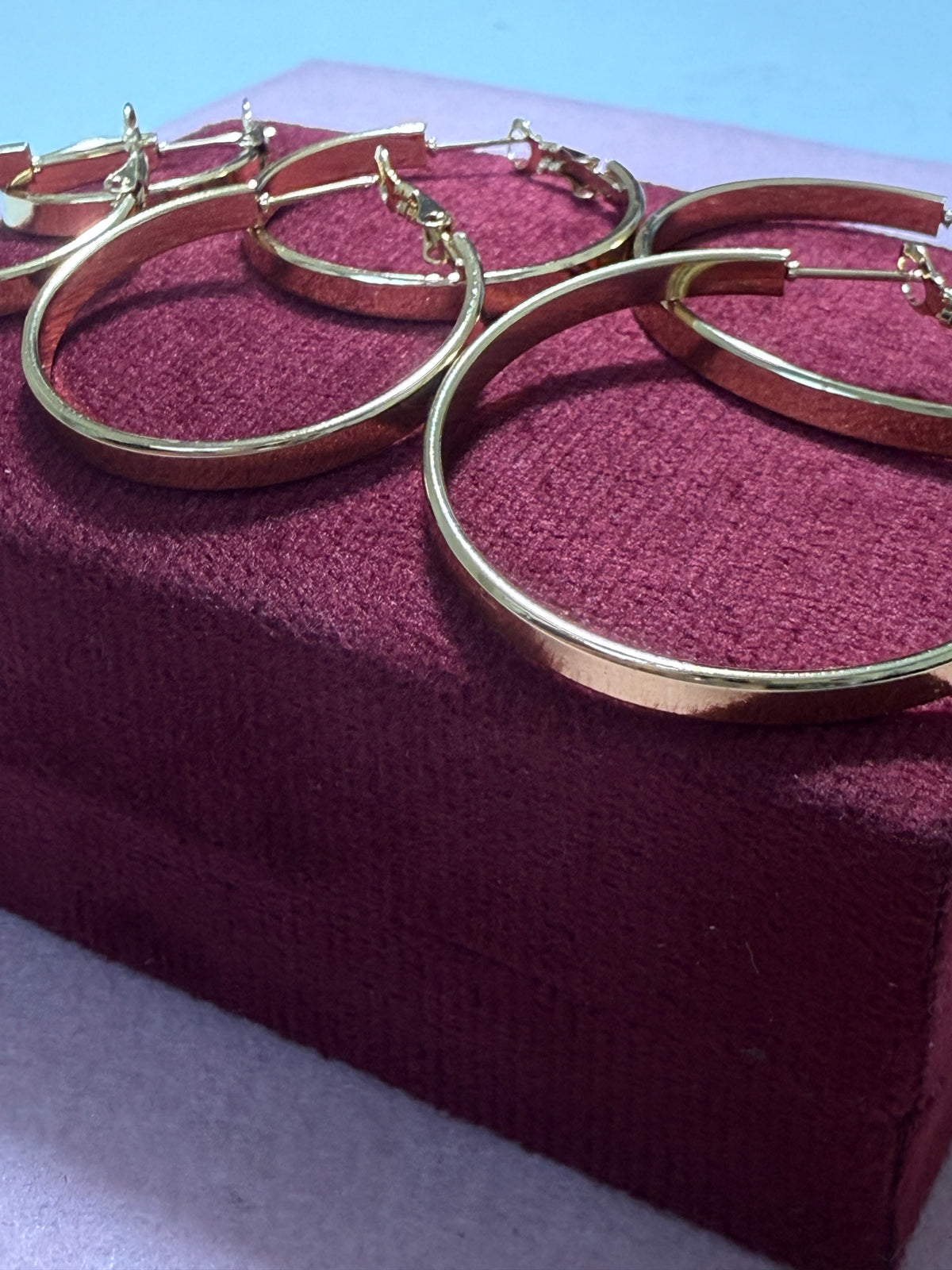 Stainless Steel Gold Flat Hoop Earrings – 3 Sizes