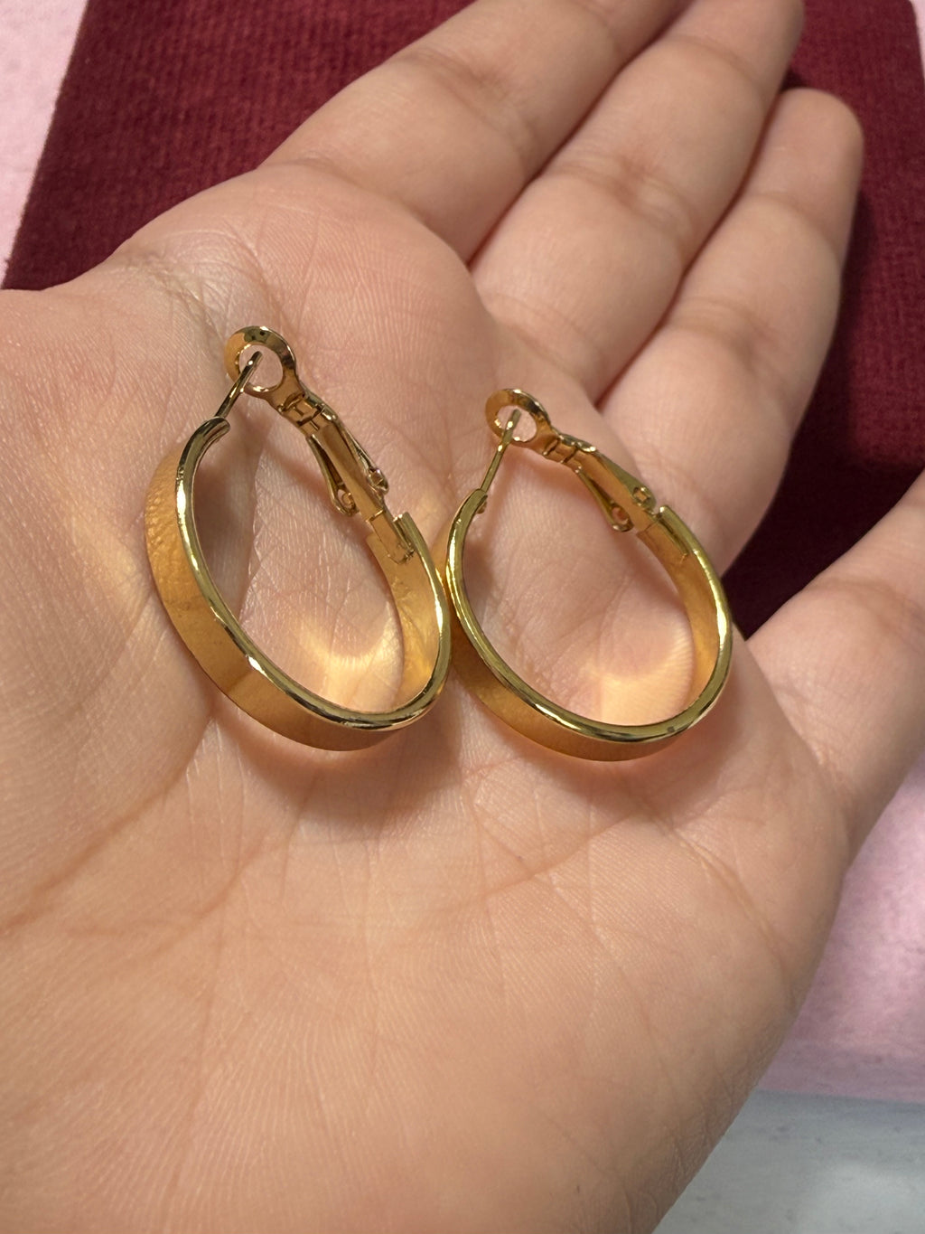 Stainless Steel Gold Flat Hoop Earrings – 3 Sizes
