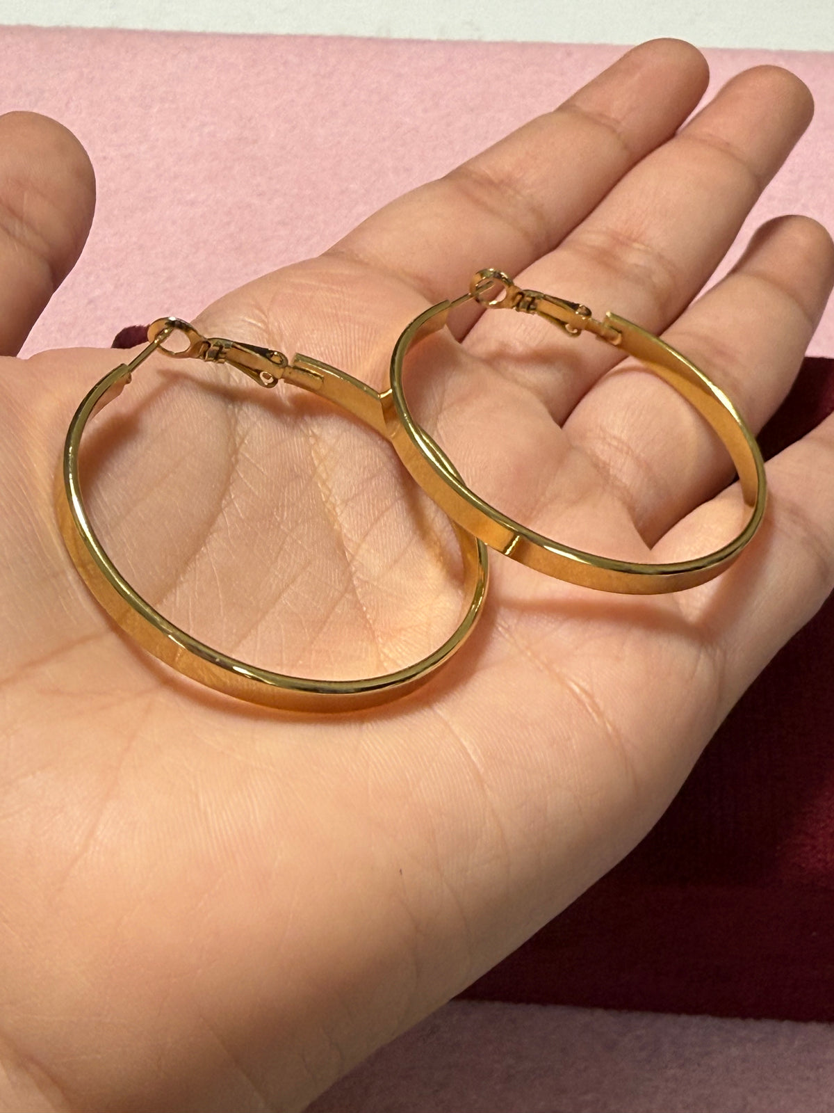 Stainless Steel Gold Flat Hoop Earrings – 3 Sizes