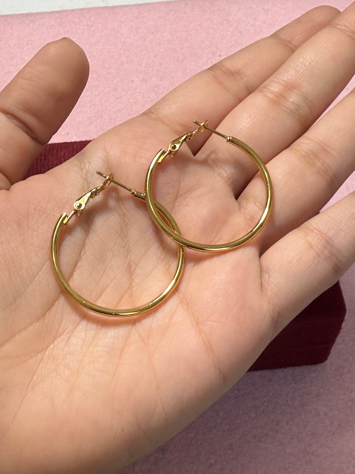 Stainless Steel Gold Classic Thin Hoop Earrings – Small, Medium & Large