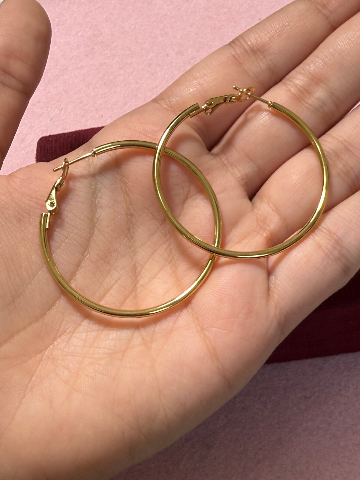 Stainless Steel Gold Classic Thin Hoop Earrings – Small, Medium & Large