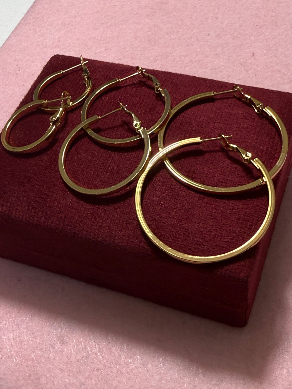 Stainless Steel Gold Flat Hoop Earrings – Small, Medium & Large