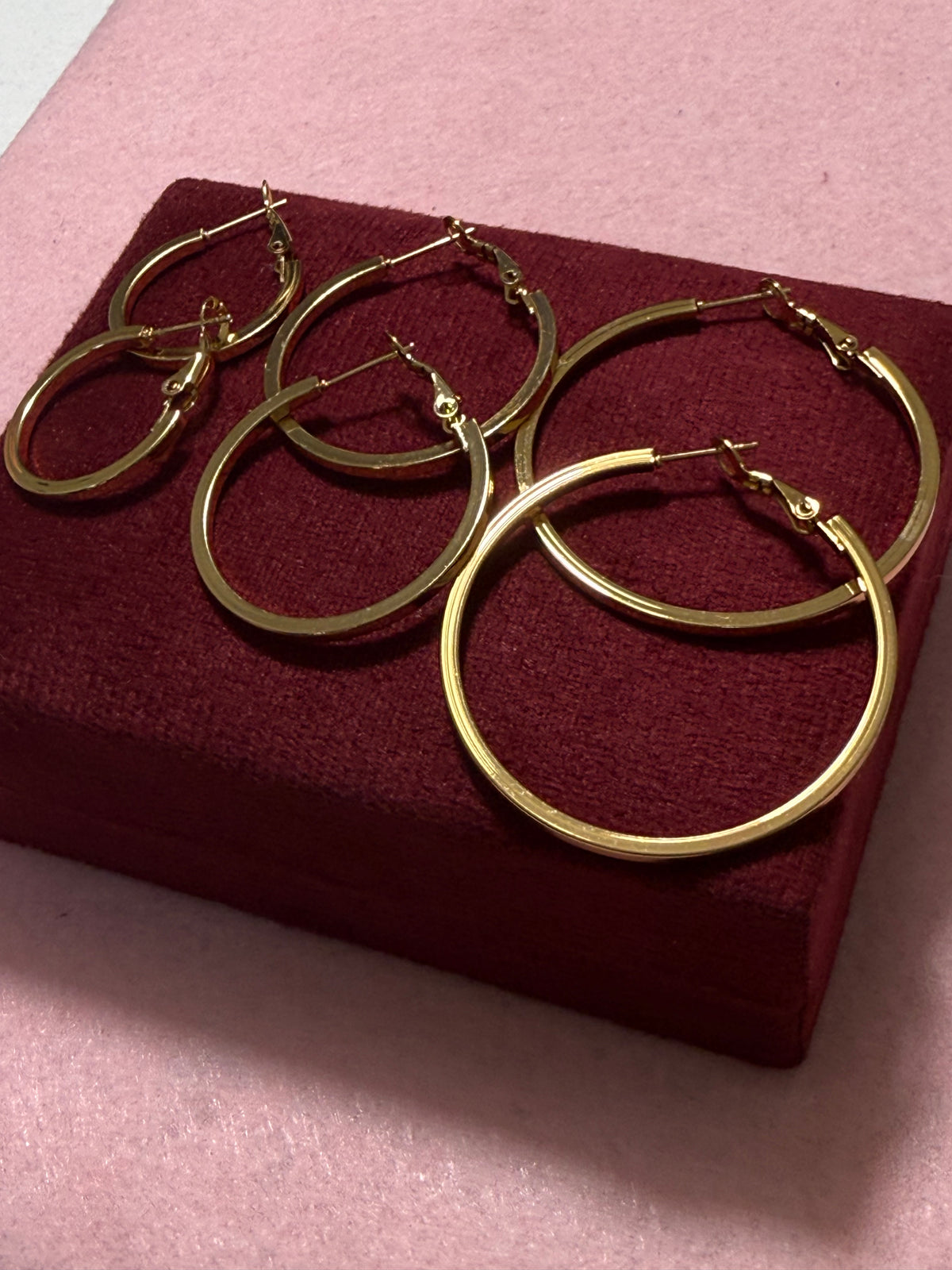 Stainless Steel Gold Flat Hoop Earrings – Small, Medium & Large