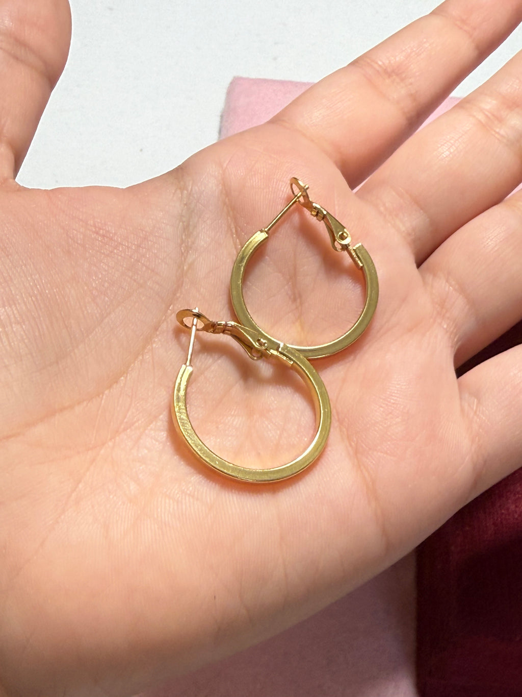 Stainless Steel Gold Flat Hoop Earrings – Small, Medium & Large