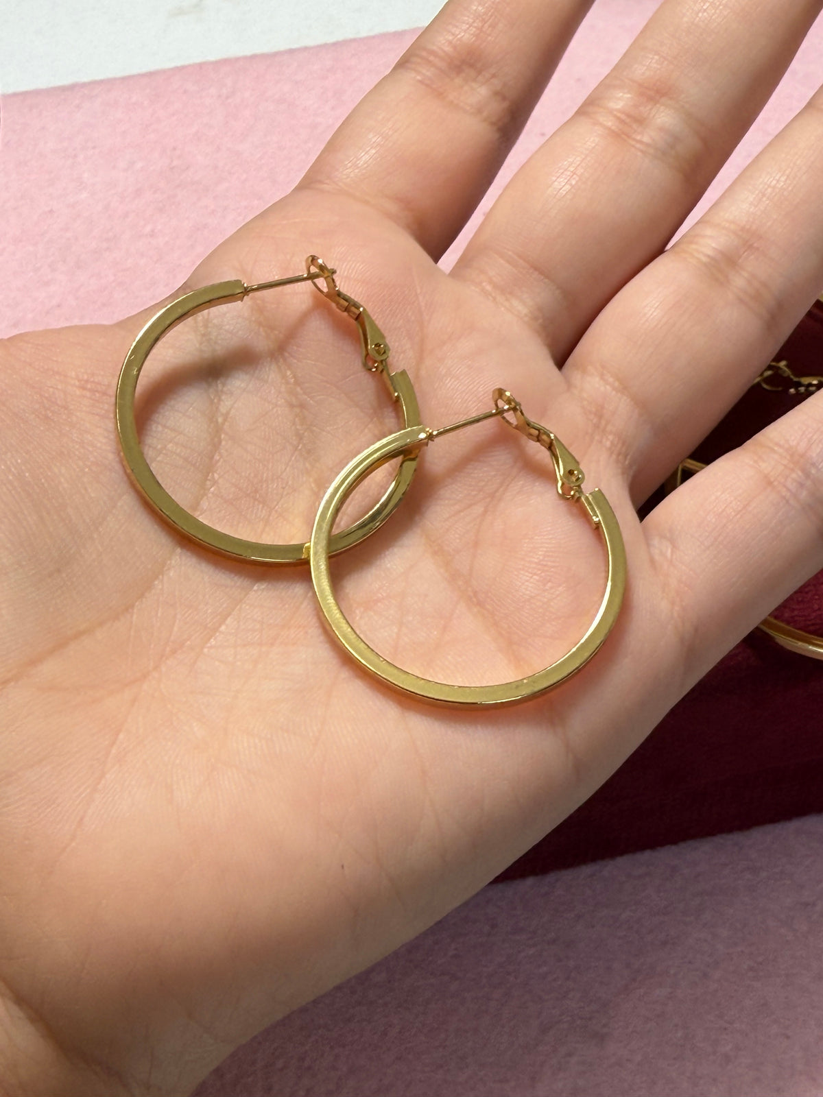 Stainless Steel Gold Flat Hoop Earrings – Small, Medium & Large