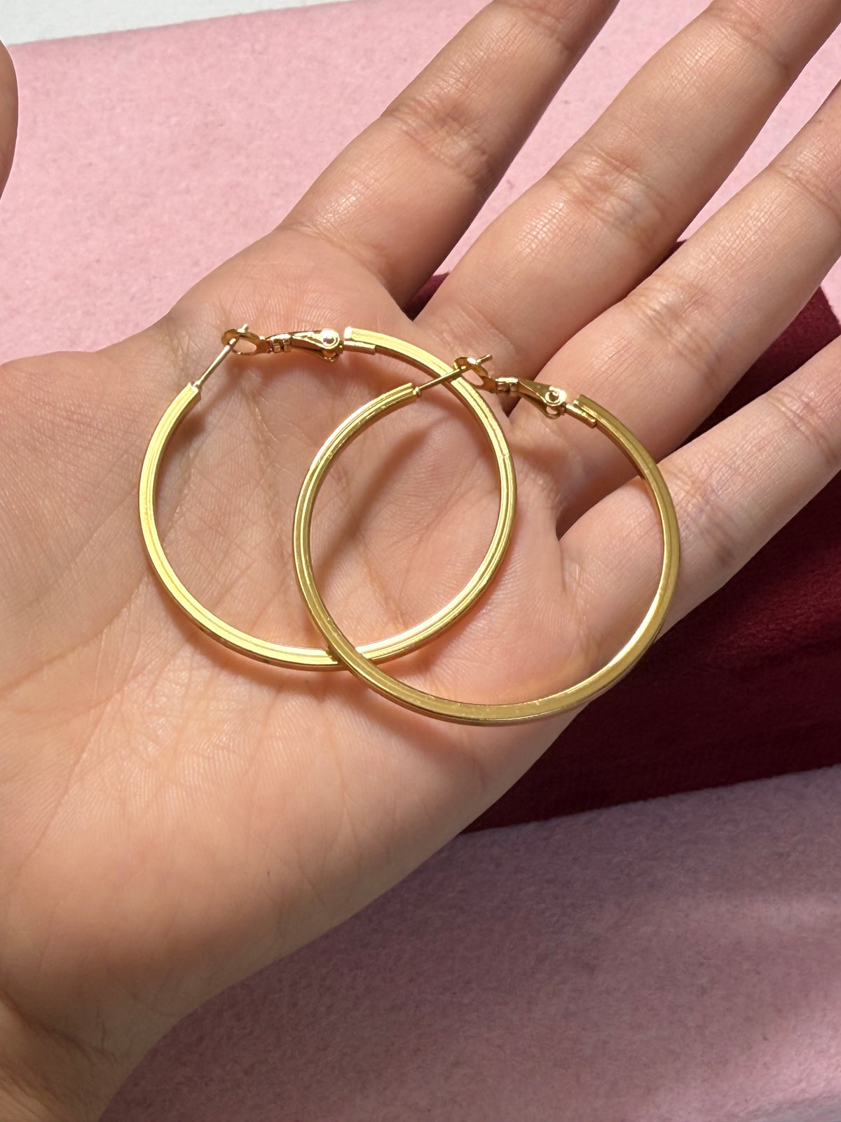 Stainless Steel Gold Flat Hoop Earrings – Small, Medium & Large