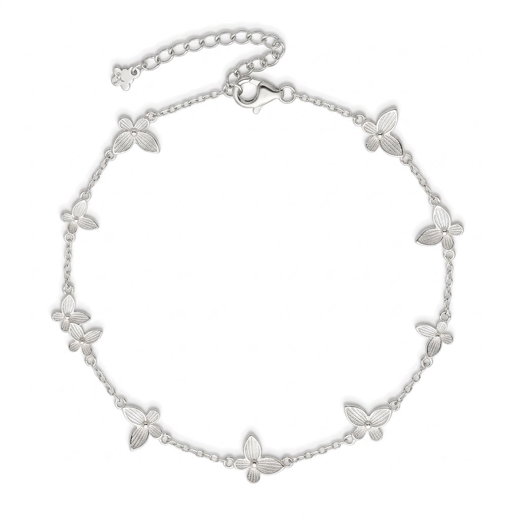 925 Sterling Silver Butterfly Charm Bracelet – 7" Adjustable