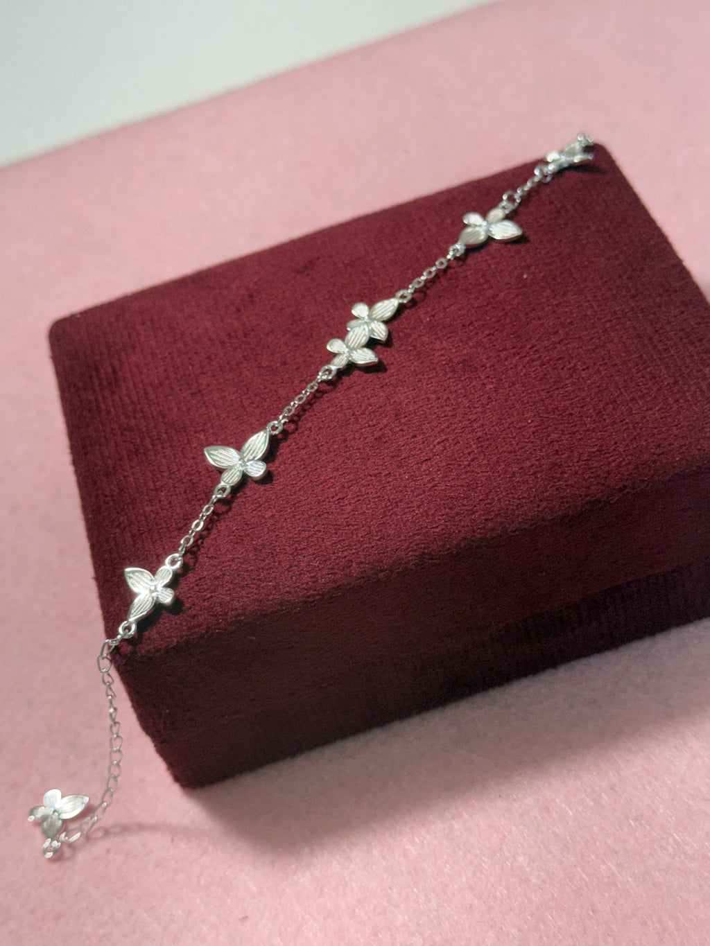 925 Sterling Silver Butterfly Charm Bracelet – 7" Adjustable