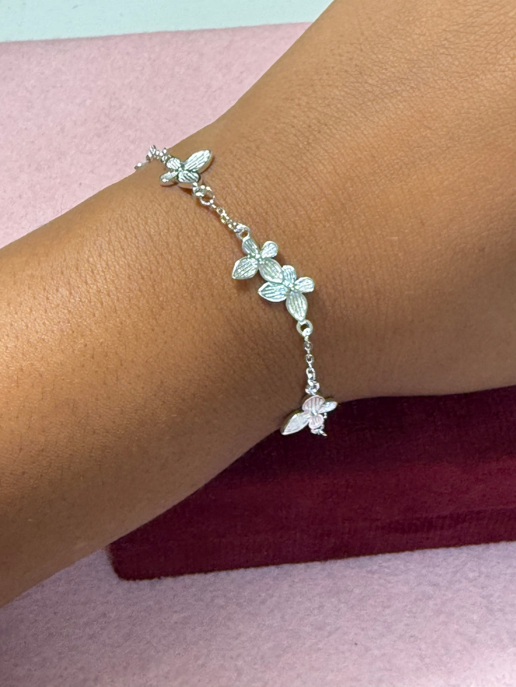 925 Sterling Silver Butterfly Charm Bracelet – 7" Adjustable
