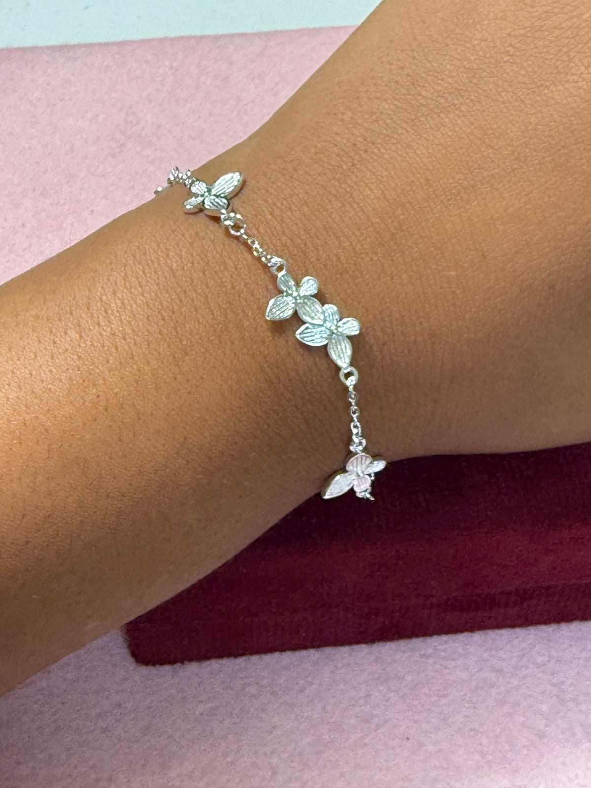 925 Sterling Silver Butterfly Charm Bracelet – 7" Adjustable