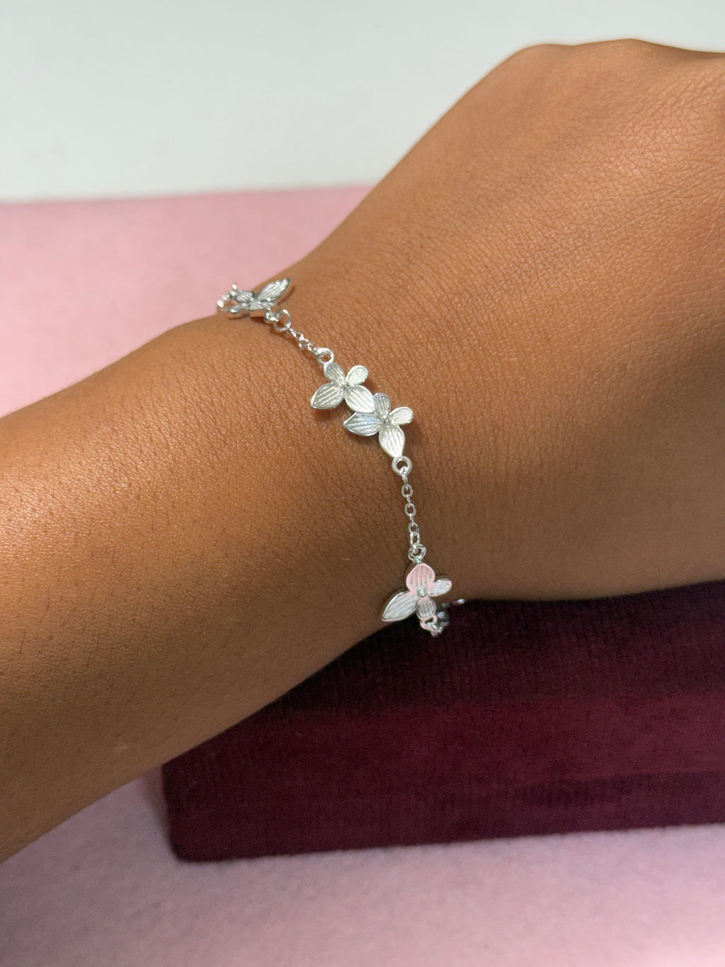 925 Sterling Silver Butterfly Charm Bracelet – 7" Adjustable