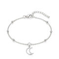 925 Sterling Silver Crescent Moon Bracelet – Silver Bead Accents