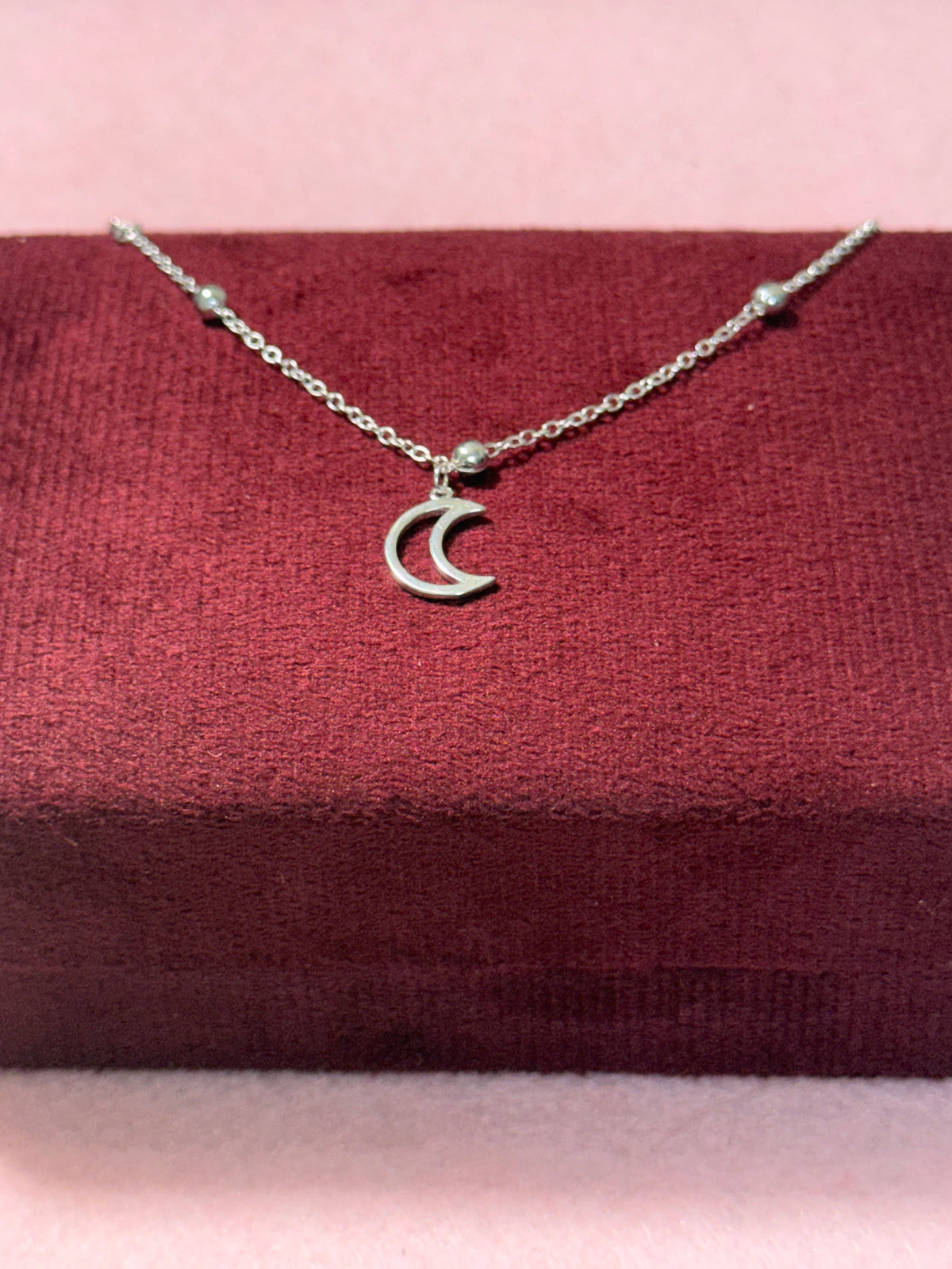 925 Sterling Silver Crescent Moon Bracelet – Silver Bead Accents
