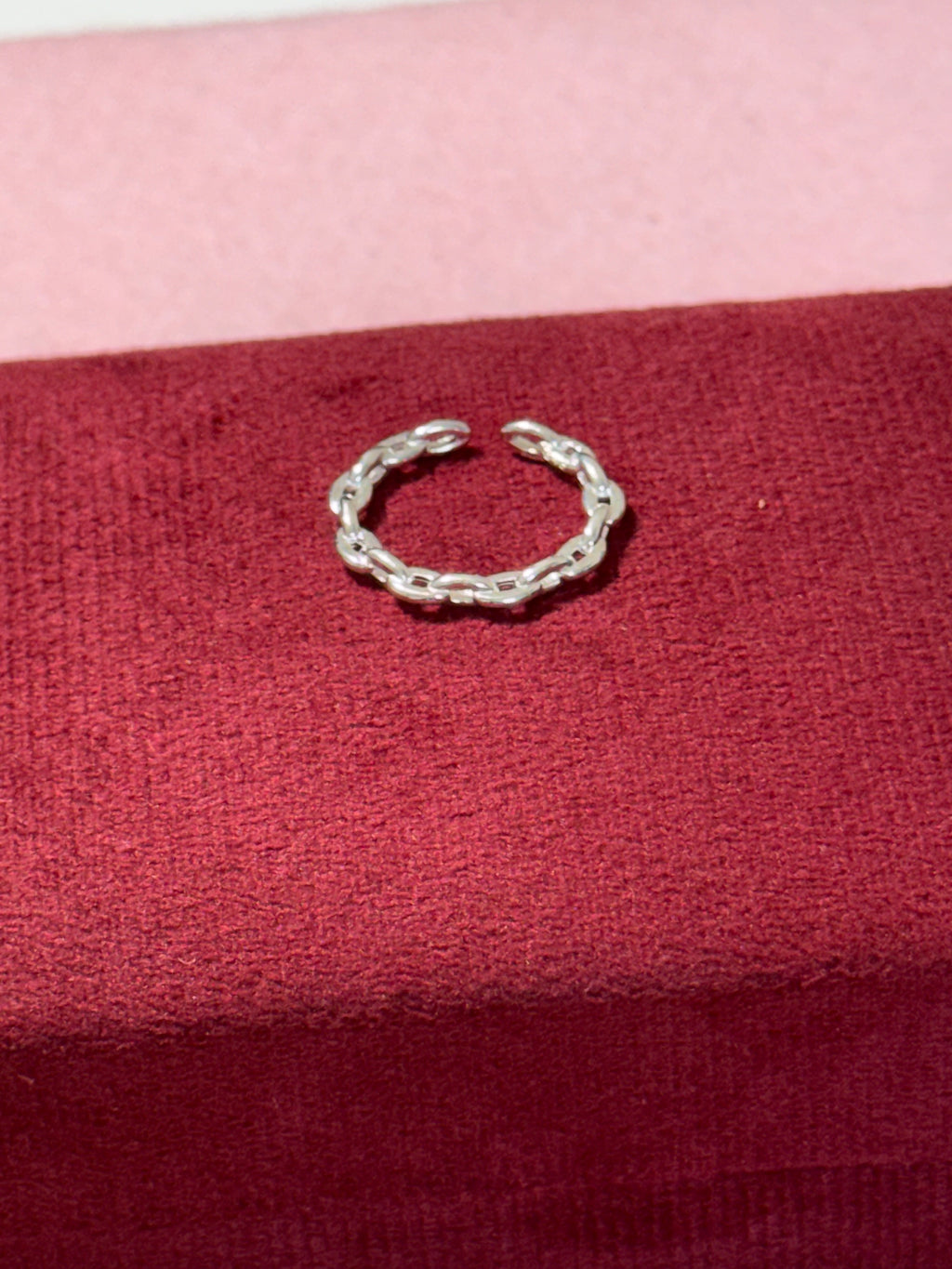 925 Sterling Silver Adjustable Chain Link Ring