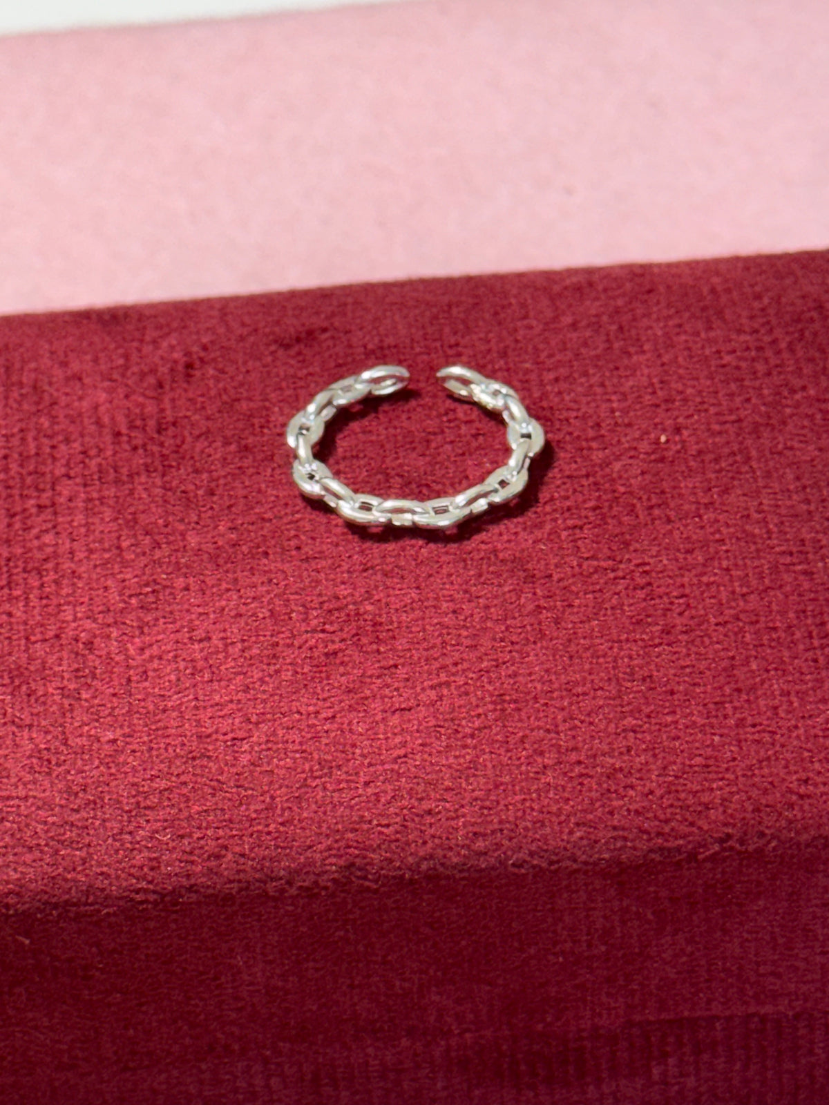 925 Sterling Silver Adjustable Chain Link Ring