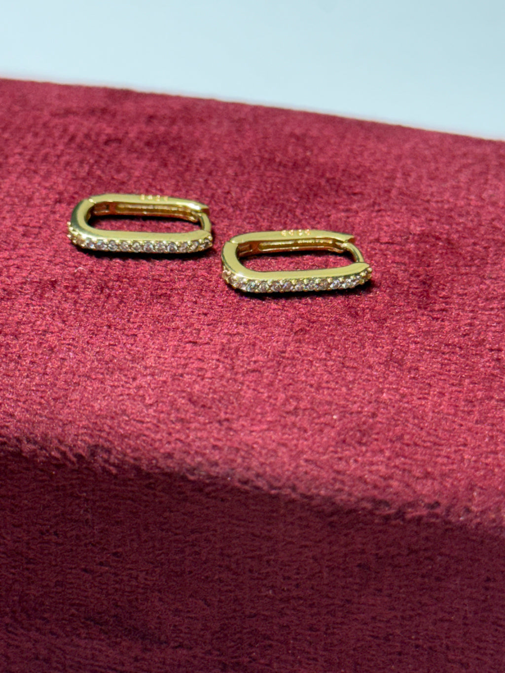 925 Sterling Silver CZ Rectangular Huggie Hoop Earrings – Yellow & White Silver