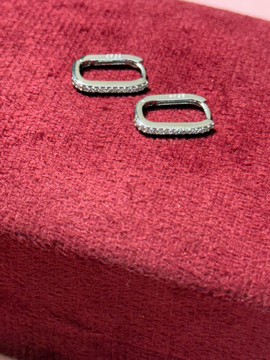 925 Sterling Silver CZ Rectangular Huggie Hoop Earrings – Yellow & White Silver