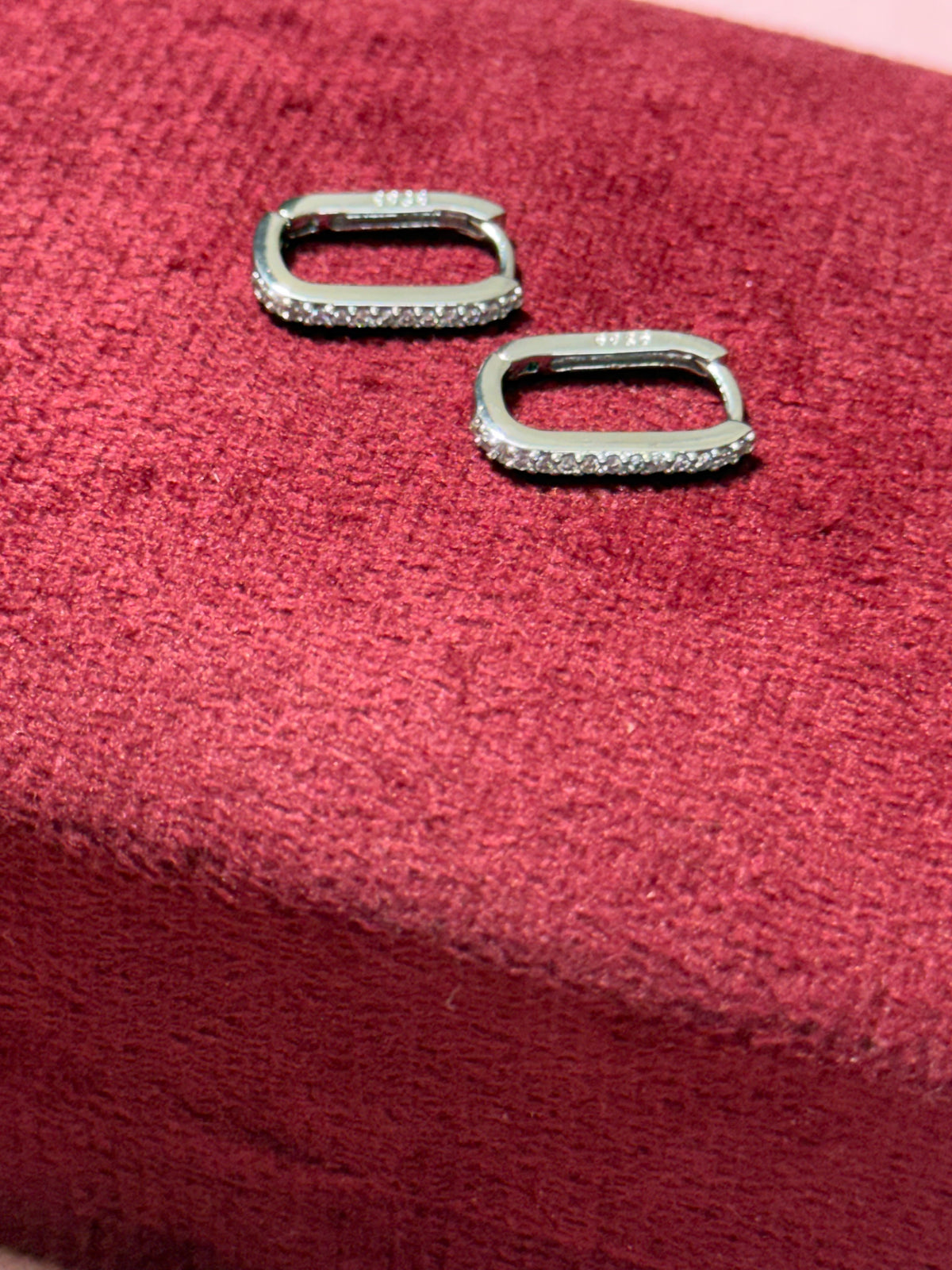 925 Sterling Silver CZ Rectangular Huggie Hoop Earrings – Yellow & White Silver