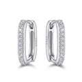 925 Sterling Silver CZ Rectangular Huggie Hoop Earrings – Yellow & White Silver