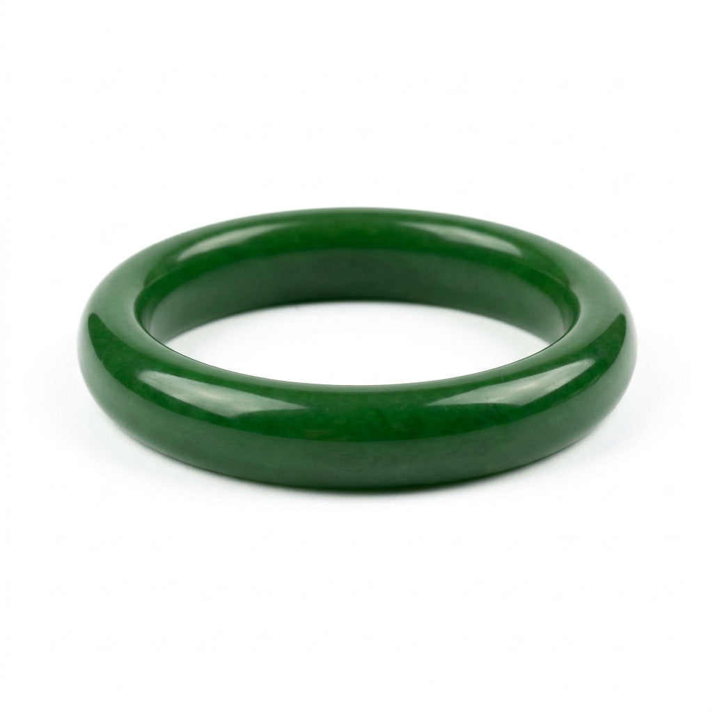 Emerald Green Fashion Bangle – Smooth Round Design / Small