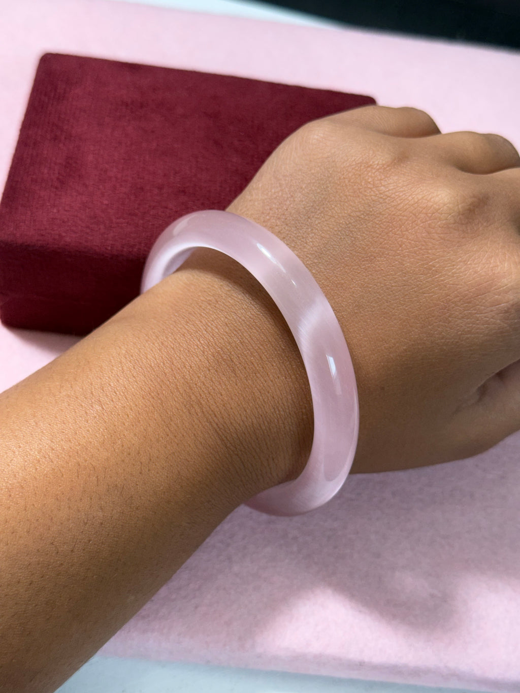 Pink Cat’s Eye Bangle – Medium/Large