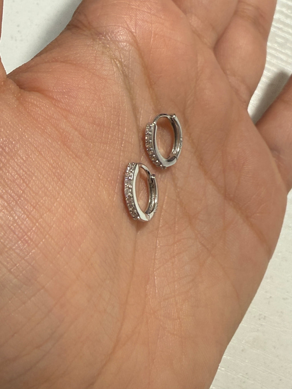 925 Sterling Silver Small CZ Huggie Hoop Earrings