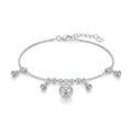 925 Sterling Silver Beaded Charm Anklet – Adjustable