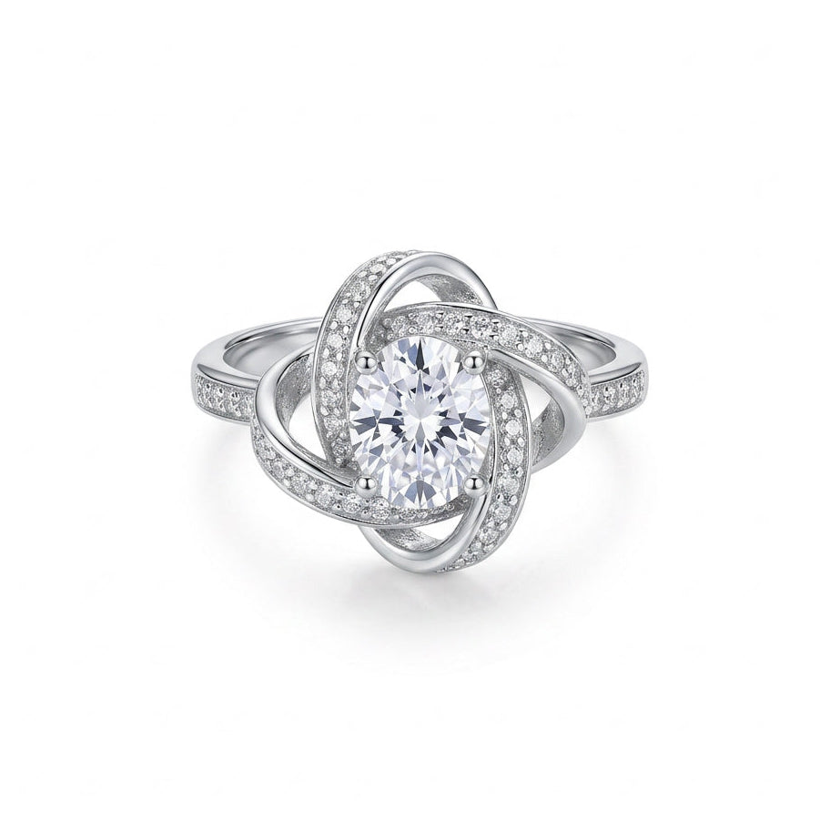 925 Sterling Silver CZ Swirl Statement Ring – Adjustable