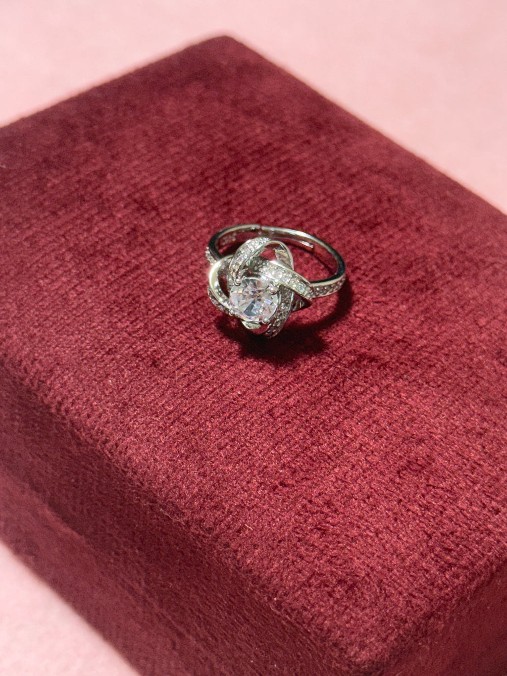 925 Sterling Silver CZ Swirl Statement Ring – Adjustable