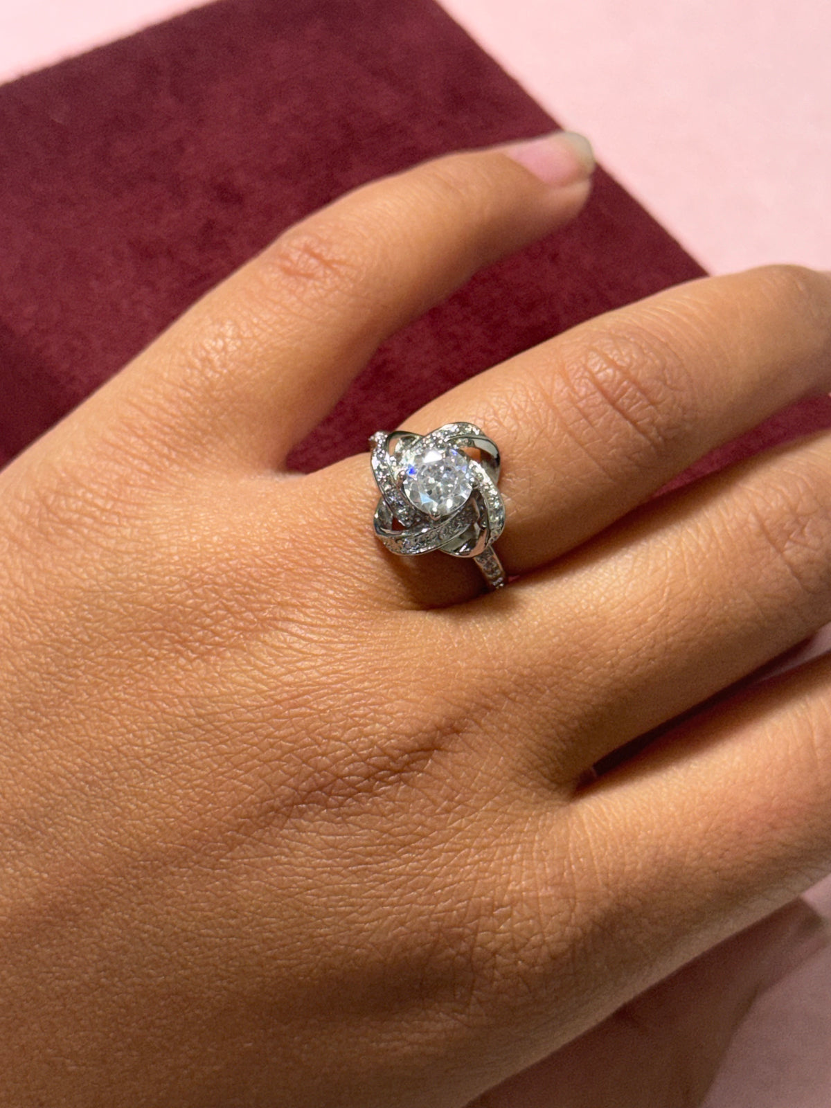 925 Sterling Silver CZ Swirl Statement Ring – Adjustable